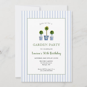 Watercolor Topiaries Garden Birthday Party Invitation