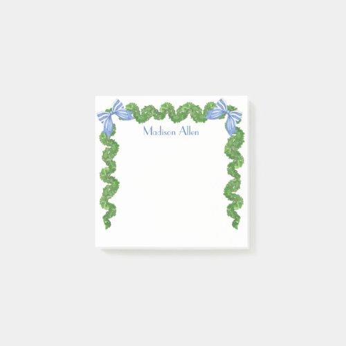 Watercolor Topiary Bow Garland Post_it Notes