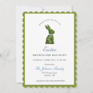 Watercolor Topiary Bunny Easter Brunch  Invitation