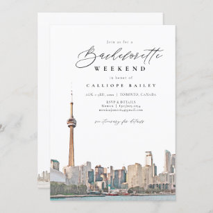 Watercolor Toronto Bachelorette Itinerary and Invitation