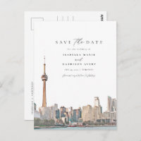 Watercolor Toronto Canada Skyline Save the Date