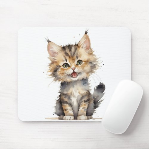 Watercolor Tortoise Shell Kitten Mouse Pad