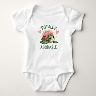 Watercolor totally adorable cute baby turtle girl bodysuit