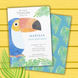 WATERCOLOR TOUCAN BIRTHDAY INVITATION