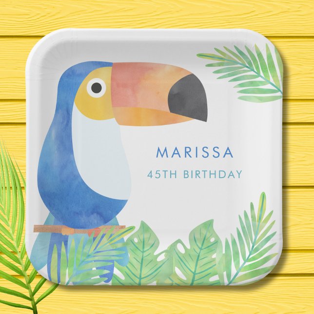 WATERCOLOR TOUCAN BIRTHDAY PAPER PLATES (Creator Uploaded)
