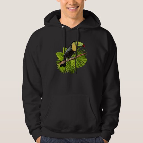 Watercolor Toucan Palm Leaves Rainforest Toucan Hoodie