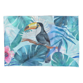 Watercolor Toucans: Tropical Seamless Pillow Case