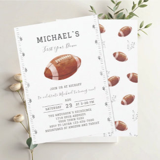 Watercolor touchdowns american football baby showe invitation