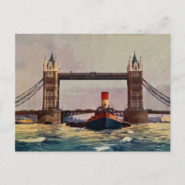Watercolor Tower Bridge, steamer London Postcard (Front)