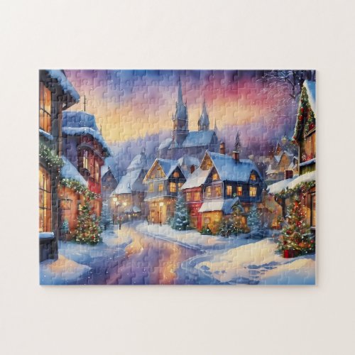 Watercolor Town Village Illustration Jigsaw Puzzle