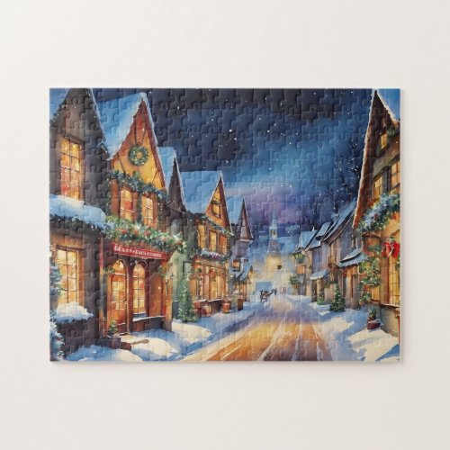 Watercolor Town Village Illustration Jigsaw Puzzle