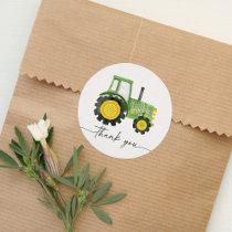 Watercolor Tractor Baby Shower Classic Round Sticker