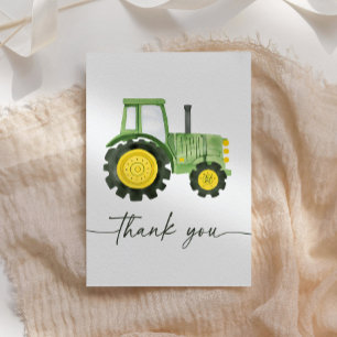 Watercolor Tractor Baby Shower Letterpress Thank You Card