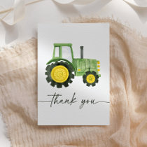 Watercolor Tractor Baby Shower Thank You Card
