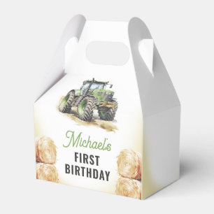 Watercolor Tractor Birthday Party Favor Boxes