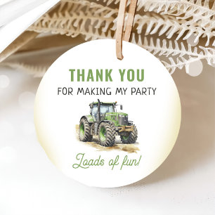 Watercolor Tractor Birthday Party Favor Tags