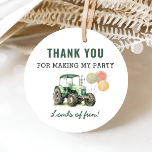 Watercolor Tractor Birthday Party Favor Tags