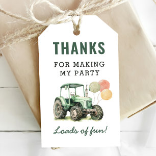 Watercolor Tractor Birthday Party Gift Tags