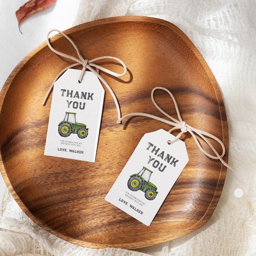 Watercolor Tractor Boy Birthday Thank You  Favors Gift Tags