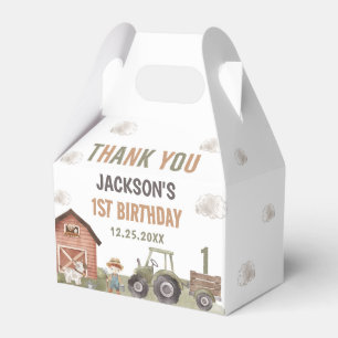 Watercolor Tractor Farm 1st Birthday  Favor Boxes