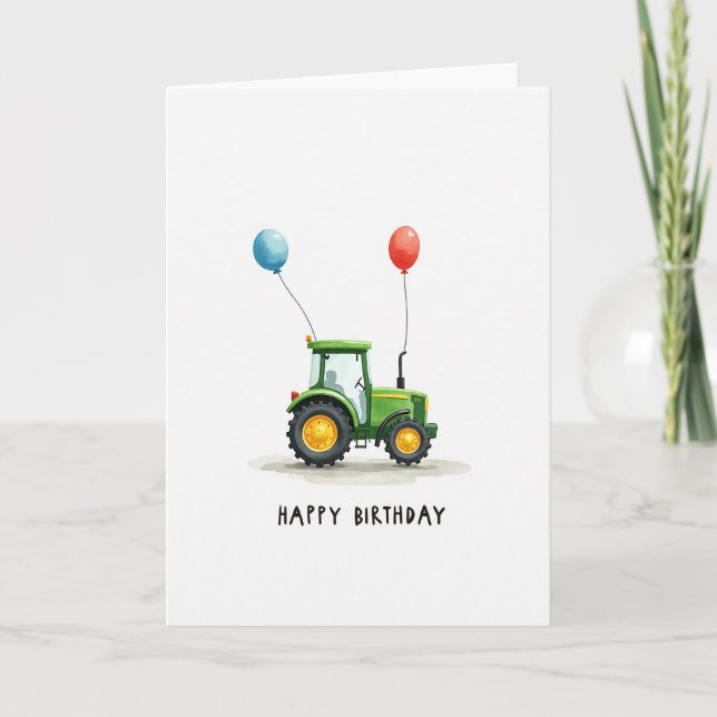 Watercolor Tractor Festive Card (Front)
