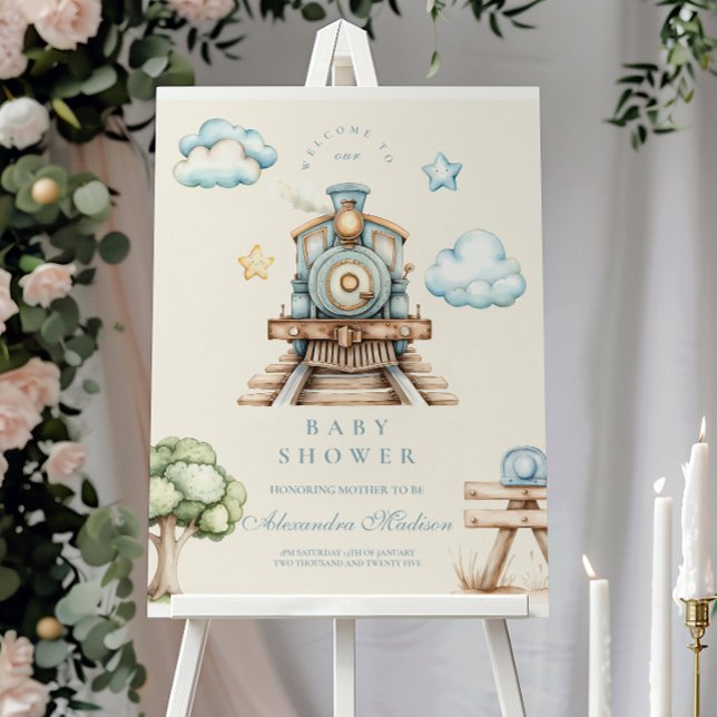Watercolor Train Baby Shower Foam Board (Creator Uploaded)