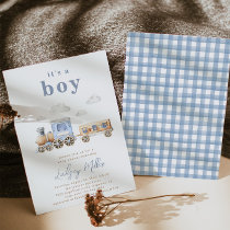 Watercolor Train Baby Shower Invitation