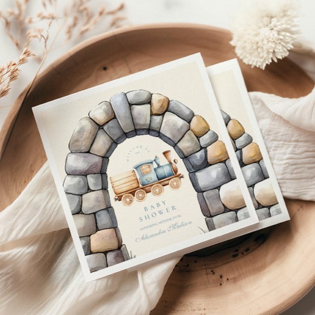 Watercolor Train Baby Shower Napkins (Creator Uploaded)