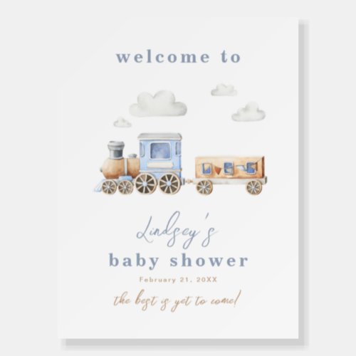 Watercolor Train Baby Shower Welcome Sign