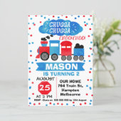 Watercolor Train Birthday Party Invitation (Standing Front)