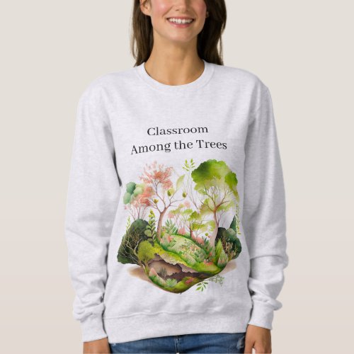 Watercolor Tranquil Spring Forest Landscape Nature Sweatshirt