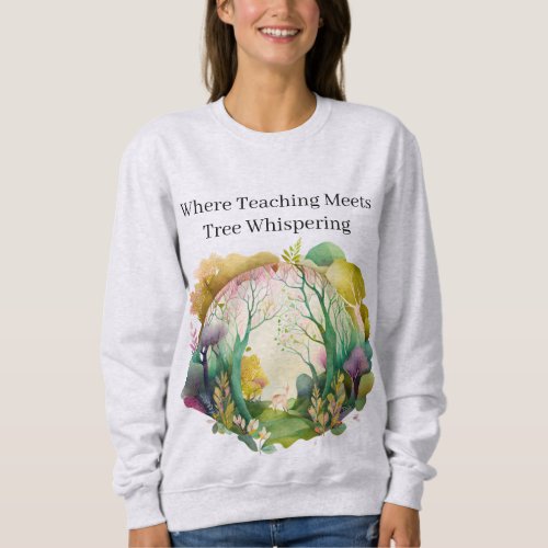 Watercolor Tranquil Spring Forest Landscape Nature Sweatshirt