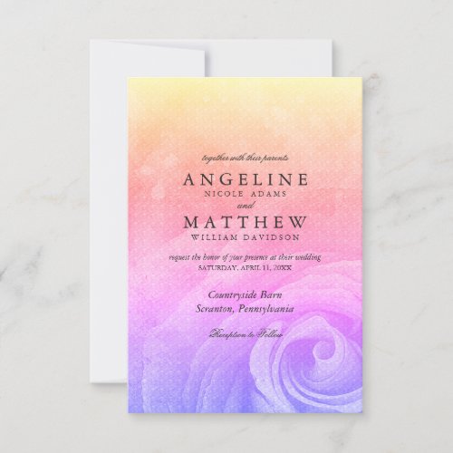 Watercolor Transition Flower Wedding Invitation