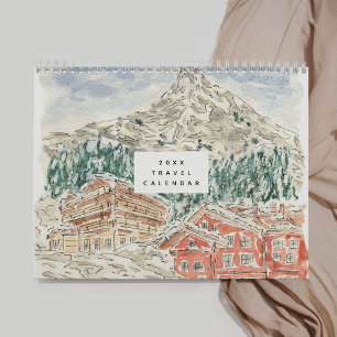 Watercolor Travel Calendar