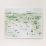 Watercolor Travel Postcard | Puerto Vallarta Jigsaw Puzzle<br><div class="desc">A perfect piece of art for anyone that loves Puerto Vallarta, Mexico. Featuring watercolor illustrated map of all the favorite landmarks. Add your custom wording to this design by using the "Edit this design template" boxes on the right-hand side of the item or click the blue "Customize it" button to...</div>
