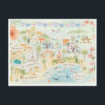 Watercolor Travel Postcard | Sayulita Mexico<br><div class="desc">A perfect piece of art for anyone that loves Sayulita, Mexico. Featuring watercolor illustrated map of all the favorite landmarks. Add your custom wording to this design by using the "Edit this design template" boxes on the right-hand side of the item or click the blue "Customize it" button to arrange...</div>