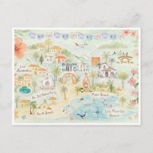 Watercolor Travel Postcard   Sayulita Mexico
