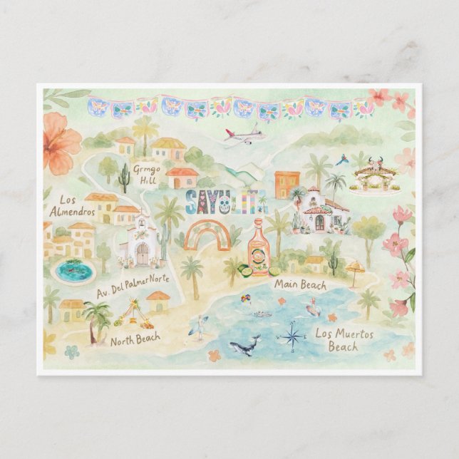 Watercolor Travel Postcard | Sayulita Mexico (Front)