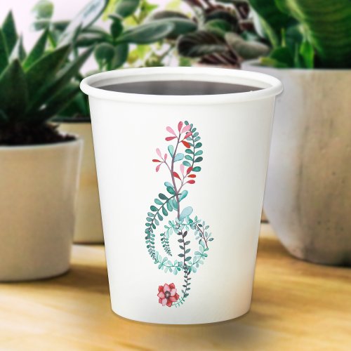 Watercolor Treble Clef Music Themed Party Paper Cups