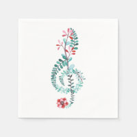 Watercolor Treble Clef Party Napkins | Music Theme