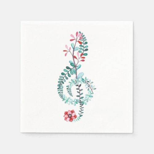 Watercolor Treble Clef Party Napkins  Music Theme