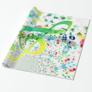 Watercolor Treble Clef Wrapping Paper