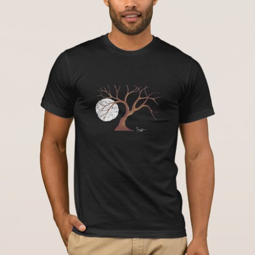 Watercolor Tree and Moon Dark Shirt