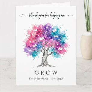 Watercolor Tree Big Teacher Appreciation Thank You Card