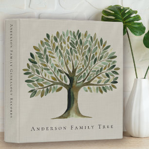 Watercolor Tree Family History Genealogy 3 Ring Binder