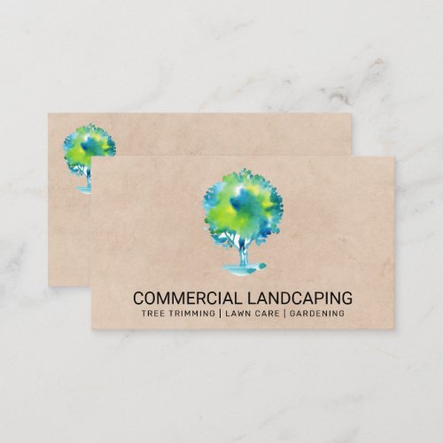 Watercolor Tree  Gardening  Landscaping Business Card