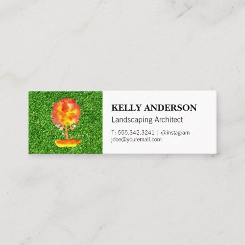 Watercolor Tree  Grass Mini Business Card