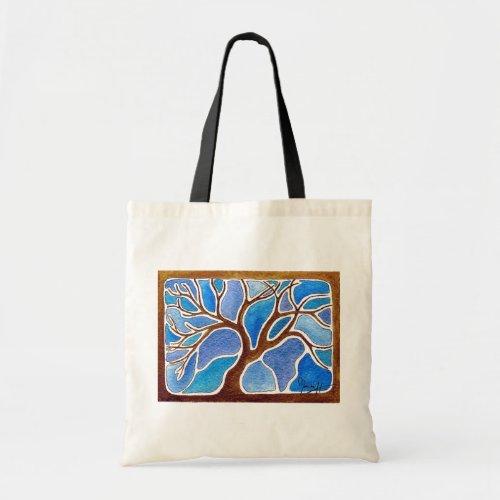 Watercolor Tree in Blue - Tote Bag