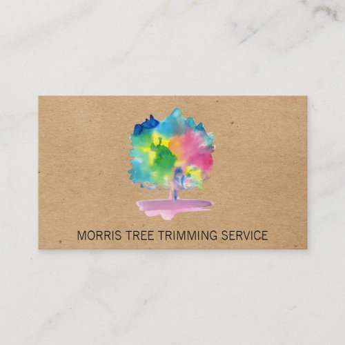 Watercolor Tree  Landscaping Business Card
