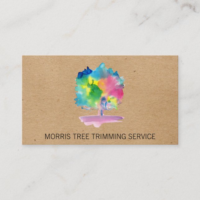 Watercolor Tree | Landscaping Business Card (Front)